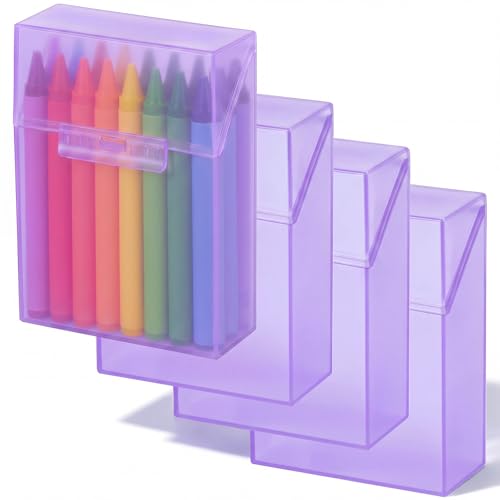 Image of Clabby 4 Pcs Clear Plastic Crayon Boxes Hold 24 Count, Purple