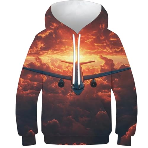 Sweat à capuche enfant avion 12-14 ans pour garçon et fille