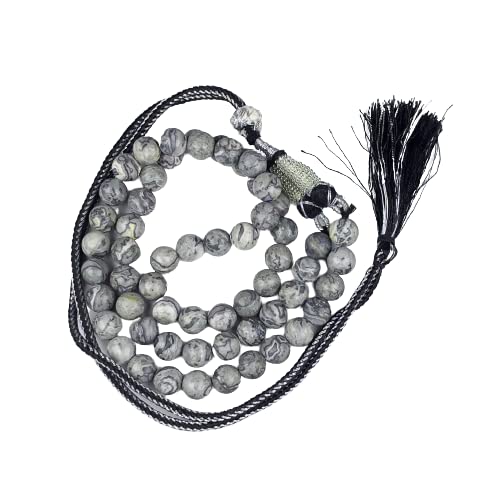 100% Natural Grey Jasper Gemstone Beads Necklace – 8 mm, Unisex, Lightweight & Comfortable | Grounding, Protection & Emotional Stability-image-16