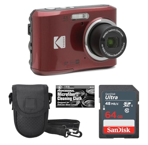 Kodak PIXPRO FZ45 16MP �f�W�^���J����4�{���w�Y�[��27mm�L�p1080P�t��HD�r�f�I2.7�C���`LCD�J����(��)+�p�b�h����P�[�X+64GB�J�[�h+�N���[�j���O�N���X�B
