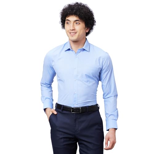 Image of Park Avenue Slim Fit Self Design Medium Blue Shirt