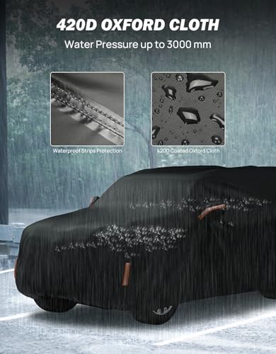 Image of JOYTUTUS Car Cover for SUV Length from 190 inch to 201 inch, Cotton Inner Outdoor Waterproof All Weather Protection Fit for Land Cruiser, Prado, Lexus LX, 4Runner, Rav4, Highlander, CR-V