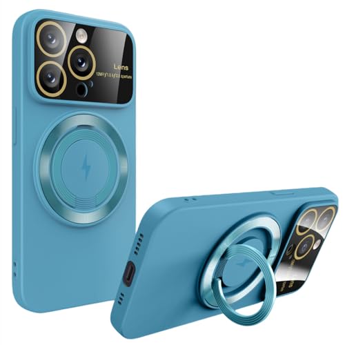 Coque iPhone 13 Pro Max bleu avec support pour regarder vos séries