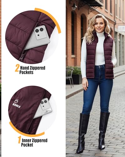 Outdoor Ventures Damen Steppweste Packbare Übergangswesten Gefütterte Hybrid Sportweste Frau Warmer Bodywarmer Fahrradweste mit Stehkragen für Wandern Camping, Lila M