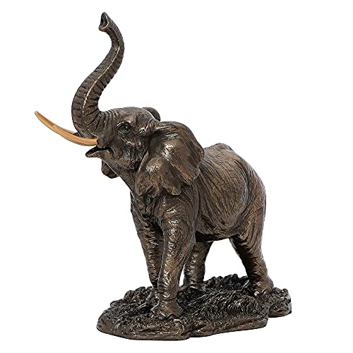 Image of eCraftIndia Handcrafted Resin and Bronze Trunk Up Elephant Statue | Animal Figurine Decorative Showpiece for Home, Living Rooms, Office, Entryways, Or Libraries for Elephant Lovers