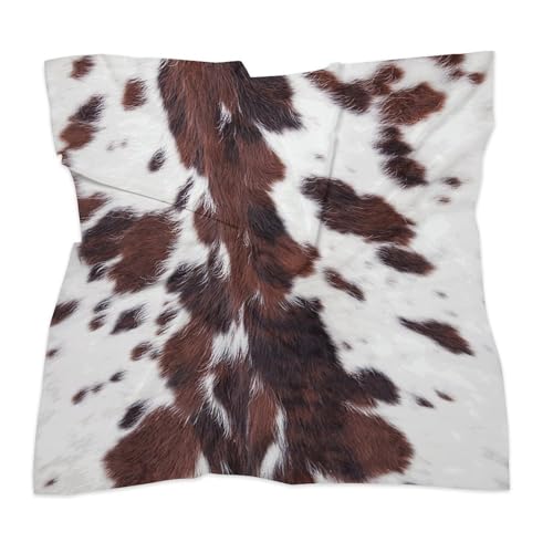 Longhorn White Cowhide with Black And Brown Spots Square Scarf Headscarf Neck Scarf Printed Women's Headscarf3