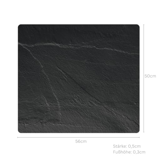 KESPER | Multi-Glasschneideplatte/Herdabdeckplatte/Herdblende, Material: Glas, Maße: 56 x 50 x 0,8 cm, Motiv: Schiefer, Farbe: Schwarz, Grau | 36595 13 6