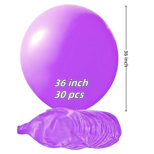 Image of 30 Pack Purple Balloons 36 inch Purple Latex Big Balloons for Party Decorations and Events