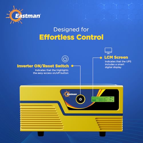 Image of Eastman Omega+ 1000VA /12V Pure Sine Wave Inverter | Zero Volt Startup | Boost Charging | Compatible with SMF, Tubular & Flat Plate Batteries | 36-Month Product Warranty.