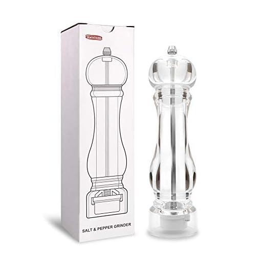Kaiciuss Salt Pepper Grinder Mill Arcylic,the Best Peppercorn Grinder with Adjustable Mill-Clear
