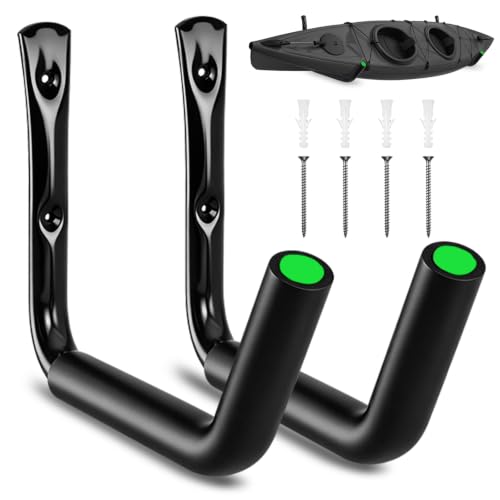 SWANLAKE GARDEN TOOLS 2-Piece Heavy Duty Kayak Storage Rack, 120LBS 16" Garage Storage Hooks, Utility Hangers, Wall Mounted Rack for Hanging Kayak, Paddle Board, Ladders, Bikes