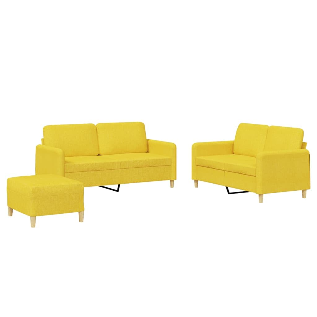 Juego de sofás 3 piezas tela amarillo claro con cojines confortables modelo 3202099
