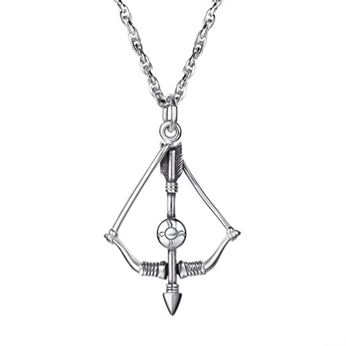 PROSTEEL Bow & Arrow Necklace,Sagittarius Necklace,Archery Necklace,Hunter Charm,Mens Womens Jewelry