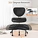 Cross Legged Office Chair, Ergonomic Criss Cross Chair with Wheels, 360° Swivel Height-Adjustable Meditation Chair for Yoga & ADHD, Wide Kneeling Chair with Strong Lumbar Support (Black) BPY01B