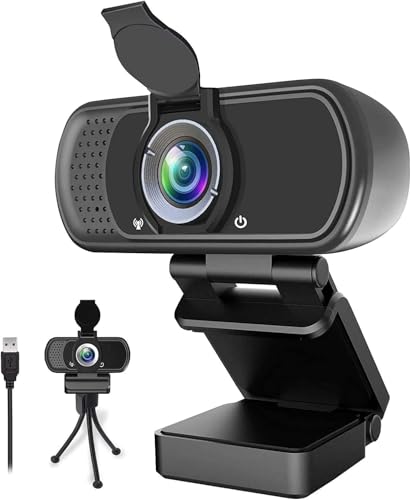 Image of TRAUSI Webcam 1080P with Built-in Mic, Wide Angle & Privacy Cover for PC /Laptop, Plug & Play USB HD Computer Web Camera with Light Correction for Meetings, Streaming and Video Calling (Black)