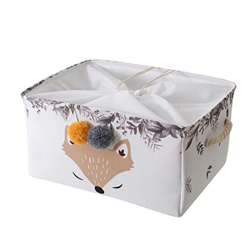 Inough Storage Basket Baby Toy Basket, Collapsible Laundry Baskets Dorm Room Essentials Dog Toy Bin Farm Animals Decor Shoe Baskets With Drawstring For Nursery Room Kidsroom, Playroom (Fox Head) #TOP8