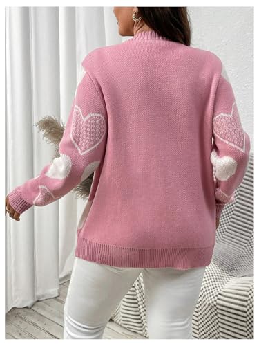 Women's Plus Size Pearl Heart Sweaters Y2K Button Down Long Sleeve Knit Outerwear Cardigan Fall Tops2