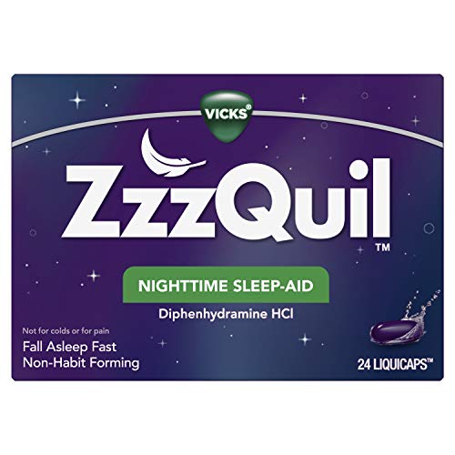 ZzzQuil, Nighttime Sleep Aid LiquiCaps, 25 mg Diphenhydramine HCl, No.1 Sleep-Aid Brand, Non-Habit Forming, Wake Refreshed, 24 LiquiCaps