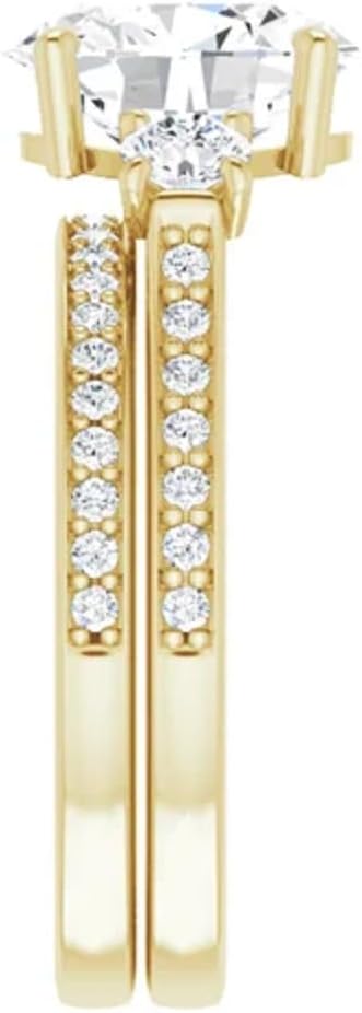 10K Solid Yellow Gold Handmade Engagement Rings 1CT-4CT Oval Cut Moissanite Diamond Solitaire Wedding/Bridal Ring Set for Women/Her Propose Ring