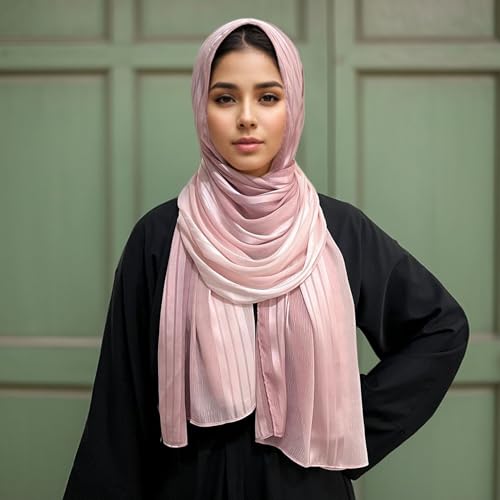 Silk Feeling Scarf，Satin Chiffon Sunscreen Shawl，Gradient Shaded Colors Lightweight Neck Wrap Hijab For Women3