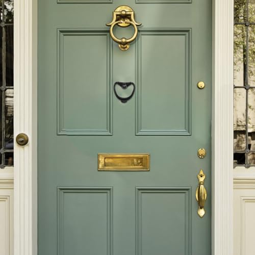 Aldaba para puerta con ojo de gato de metal negro mate resistente 6