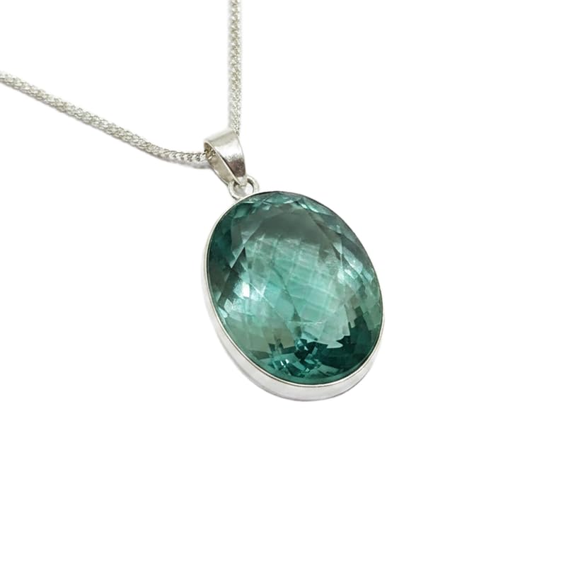Pendentif en quartz vert naturel LKBEADS collier 45,7 cm