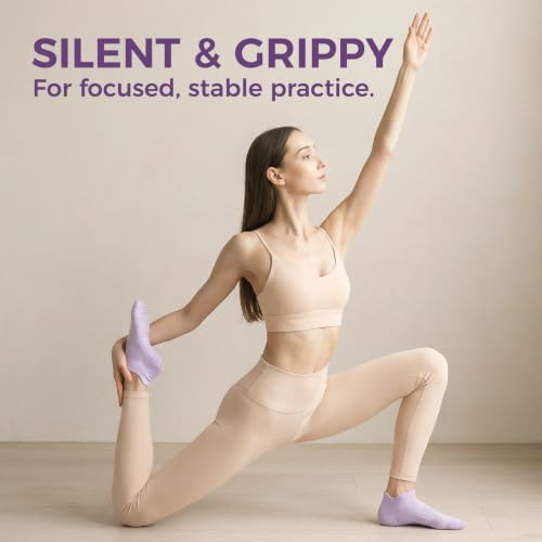 5 Pairs Pilates Socks Yoga Crew Socks with Grips for Women Non Slip - Image 4