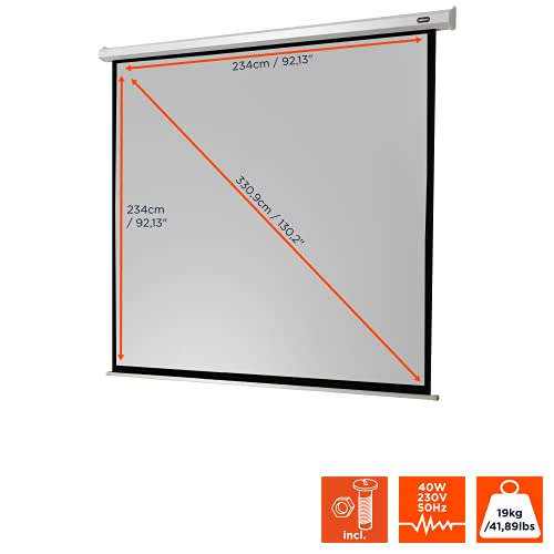 celexon Economy Motor-Leinwand 135 | 240x240 cm 1:1 | elektrische 4K,Full-HD Beamer-Leinwand f&uuml;r B&uuml;ro-Pr&auml;sentationen & Ihr Heimkino | zur Wand- und Deckenmontage | inkl. Fernbedienung