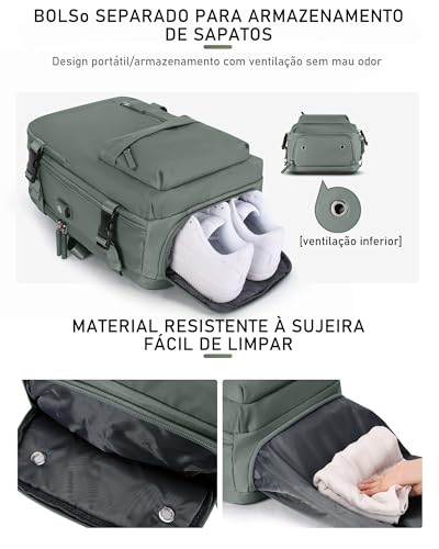 Mochila Executiva de Viagem Grande 40L Impermeável com Porta USB, Mochila Compartimento para Noteboo