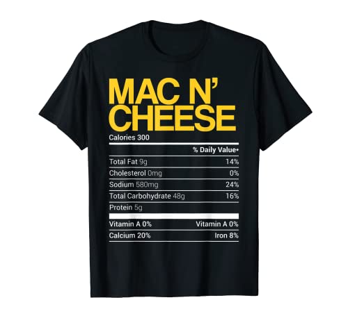 Mac N' Cheese Nutrition Facts Famiglia Corrispondenza Natale Idea Maglietta