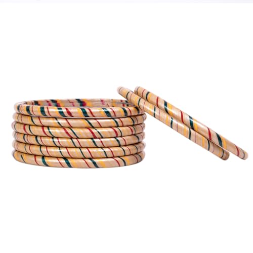 Image of Lac Bangle Set For Women and Girls | Jaipuri Lakh Lehariya Chudi Set | Rajasthani Traditional Chuda |Set of 8