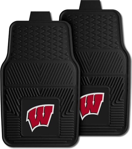 Wisconsin Badgers Black 2-Piece Vinyl Car Mat Set