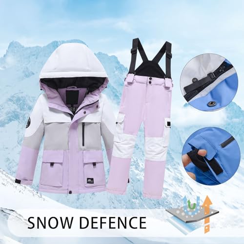 Little Girls Boy Winter Ski Snowsuit Puffer Pants,Kids Toddler Snowsuit Set,Skiing Jacket Coats Snowboarding Outfit (B, 3-5 Years)3