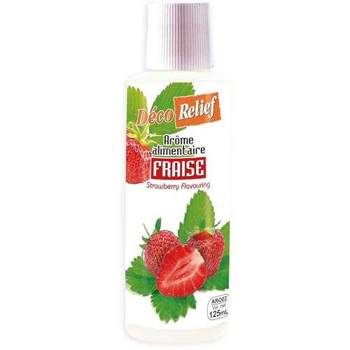 Déco Relief - Arôme Liquide Fraise 125 ml - Arôme Alimentaire Pâtisserie & Yaourtière - Pour Gâteaux, Pâtisseries, Yaourts - Arôme Concentré - ARO02