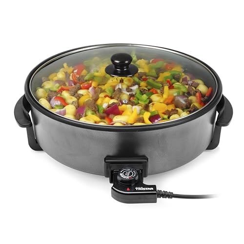 Tristar Sartén Eléctrica XXL, 40 cm de Diámetro, 7,5 L, Tapa Extraíble con Salida de Vapor,...