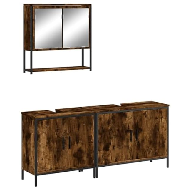 Bathroom Furniture Set Smoked Oak,3214672