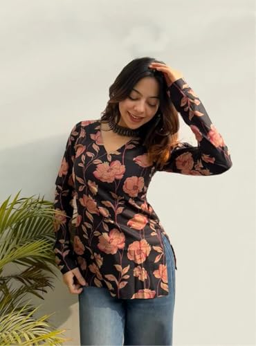 Image of ANNI Designer Cotton Short Kurti for Women | Stylish Kurti | Short Kurti Top | Casual Kurta for Women | Comfortable Cotton Kurtis for Womens