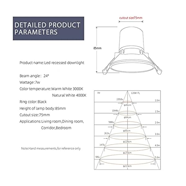 AUI Aplique Moderno, Lámpara de Pared, LED Spot Spot Light Frontera Estrecha Frontera Downlight Sala de Estar Spotlight 7. 5 cm Agujero Downlight Minimalista Luz