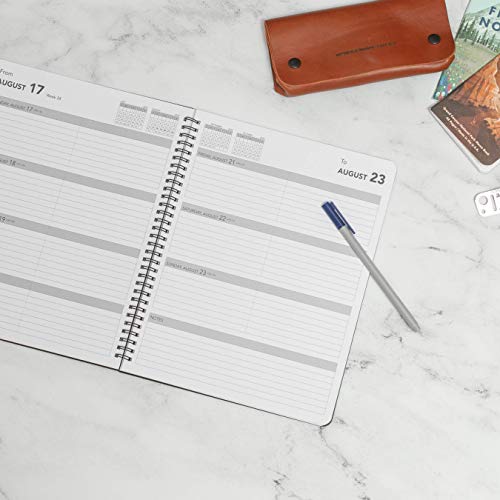 Delane Weekly Planner 2020-2021 - Spiral Bound Hourly Appointment Book – Schedule Your School or Business Calendar – Annual Organizer Agenda with Premium Paper, Black