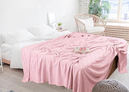 Image of Utopia Bedding Dusky Pink 100% Cotton Blanket [King Size - 90x108 Inch] 350GSM Lightweight, Soft and Breathable Thermal Blanket for All Seasons (Pack of 6)