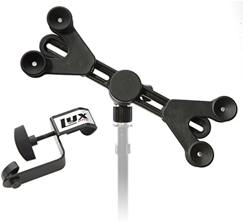 LyxPro TSM1 Microphone Music Stand Mount Holder for Tablet iPhone Ipad Smartphone and Android Adjustable 360 Degree Swivel Tilt Support Arms 3 to 11.5 Inch with Extra Detachable Clip