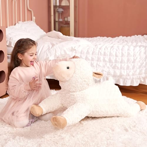 Image of IKASA Large Sheep Cuddly Toy, Giant Soft Toy, Large Plush Toy, Giant Plush Toy, 78 cm, Fluffy Jumbo Plush Toys, Soft XXL XL Stuffed Toys, Cute, Gift for Children (White, 78 cm)