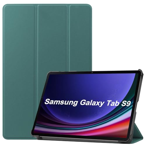 Kepuch Custer Case for Samsung Galaxy Tab S9 11" SM-X710 SM-X716B SM-X718U,Ultra-Thin PU-Leather Hard Shell Cover - Green