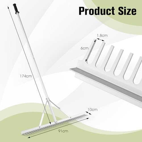 TANGZON 36“/91cm Landscape Rake, Heavy-Duty Aluminum Rake with 174 cm Long Handle, Metal Yard Rake Tool for Loosening Soil Landscaping Lawn Care Garden Lake Pond Beach Care 7 TANGZON 36“/91cm Landscape Rake, Heavy-Duty Aluminum Rake with 174 cm Long Handle, Metal Yard Rake Tool for Loosening Soil Landscaping Lawn Care Garden Lake Pond Beach Care - Image 7