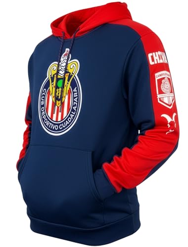Icon Sports Chivas de Guadalajara Licensed Adult Pullover Hoodie Navy & Red Club Deportivo Guadalajara Sweatshirt (AM)