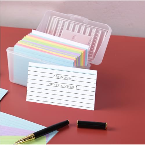 Fhlbestyu Karteikarte A7, 500 Stücke, 7,4 x 10,5 cm Linierte Karteikarte für Mark, Rezeptaufzeichnung, Hinterlasse eine Nachricht, Unterwegs Vokabel Lernen (Weiß)