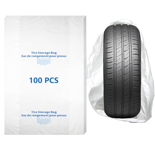 WHEEL CONNECT Tire Storage Bags. Made of Polyethylene LDPE Plastic, Large 38”X42”H, White, Pack of 100pcs. No Logo Printed.