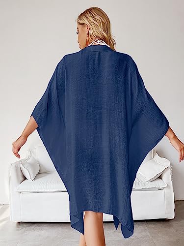 Image of Batwing Sleeve Beach Cover Up Button Front Kimono Bathing Suit Cover Ups