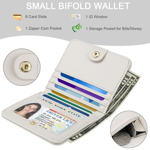 Image of Crocodile Wallets Women Small RFID Blocking Credit Card Holder | Luxury Alligator Faux Leather Thin Bifold Croc Womens Wallet Ladies Mini Purse with Coin Pocket, Beige