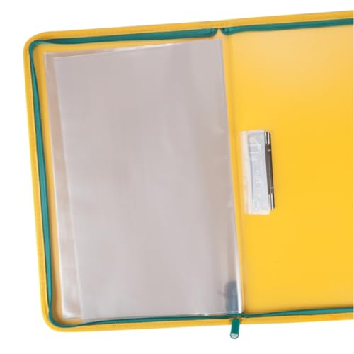 Image of Worldone Zipper Display Book Folder for Documents, with Name Card, Made of 0.8mm Virgin PP Material with 20 Bound Plastic Binder Sleeves, Size FC (fullscap), Radiant Yellow, Set of 1